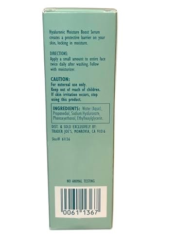 Trader Joe's Hyaluronic Moisture Boost Serum 1 fl oz (30mL) – Hydrating Face Serum Avelisse