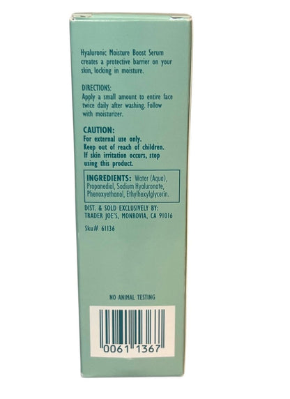 Trader Joe's Hyaluronic Moisture Boost Serum 1 fl oz (30mL) – Hydrating Face Serum Avelisse
