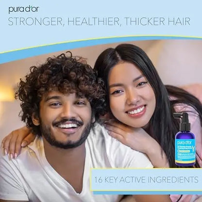 PURA D'OR Hair Thinning Therapy Energizing Scalp Serum – Copper Tripeptide, Biotin, Caffeine, Plant Stem Cell, for All Hair Types, Men & Women (4 oz) Avelisse