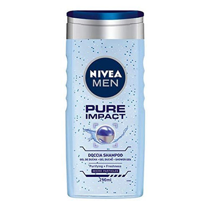 NIVEA Men Pure Impact Shampoo, 6-Pack (8.45 Fl Oz Each) – Daily Cleanse for Normal to Oily Hair