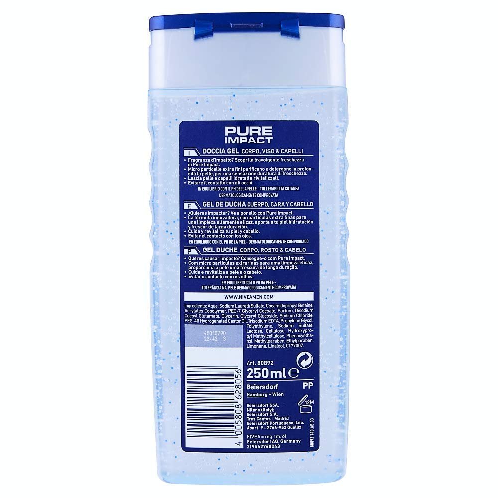 NIVEA Men Pure Impact Shampoo, 6-Pack (8.45 Fl Oz Each) – Daily Cleanse for Normal to Oily Hair - görsel 7