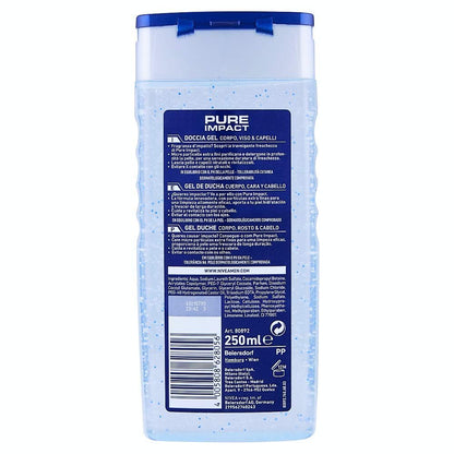 NIVEA Men Pure Impact Shampoo, 6-Pack (8.45 Fl Oz Each) – Daily Cleanse for Normal to Oily Hair