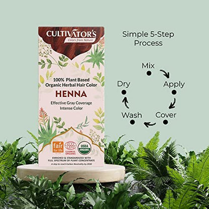 CULTIVATOR'S Permanent Henna Hair Color - 4 Pack (0.88 oz each) | Long-Lasting Natural Brown Tint