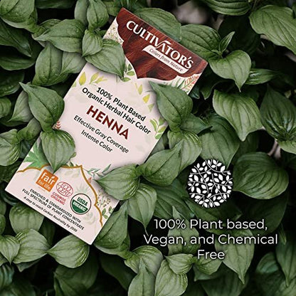 CULTIVATOR'S Permanent Henna Hair Color - 4 Pack (0.88 oz each) | Long-Lasting Natural Brown Tint
