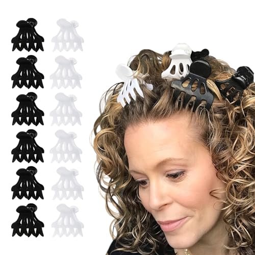 Curl Keeper Claw Clips for Thick & Thin Hair, Roller Jaw Clamps (12-Pack) - Wide Teeth Large Hair Clips for Women - Lightweight & Easy Clean Avelisse