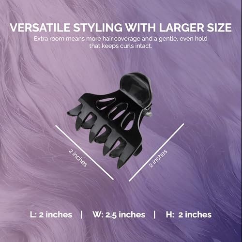 Curl Keeper Claw Clips for Thick & Thin Hair, Roller Jaw Clamps (12-Pack) - Wide Teeth Large Hair Clips for Women - Lightweight & Easy Clean Avelisse