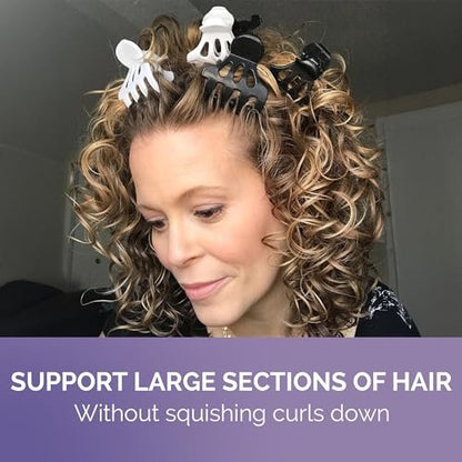 Curl Keeper Claw Clips for Thick & Thin Hair, Roller Jaw Clamps (12-Pack) - Wide Teeth Large Hair Clips for Women - Lightweight & Easy Clean Avelisse