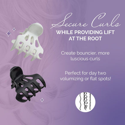 Curl Keeper Claw Clips for Thick & Thin Hair, Roller Jaw Clamps (12-Pack) - Wide Teeth Large Hair Clips for Women - Lightweight & Easy Clean Avelisse