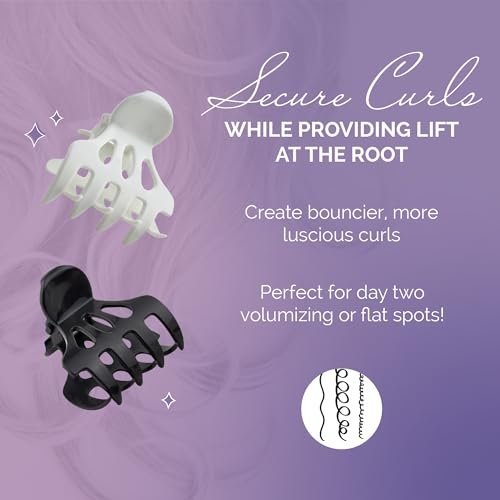 Curl Keeper Claw Clips for Thick & Thin Hair, Roller Jaw Clamps (12-Pack) - Wide Teeth Large Hair Clips for Women - Lightweight & Easy Clean Avelisse