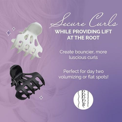 Curl Keeper Claw Clips for Thick & Thin Hair, Roller Jaw Clamps (12-Pack) - Wide Teeth Large Hair Clips for Women - Lightweight & Easy Clean Avelisse
