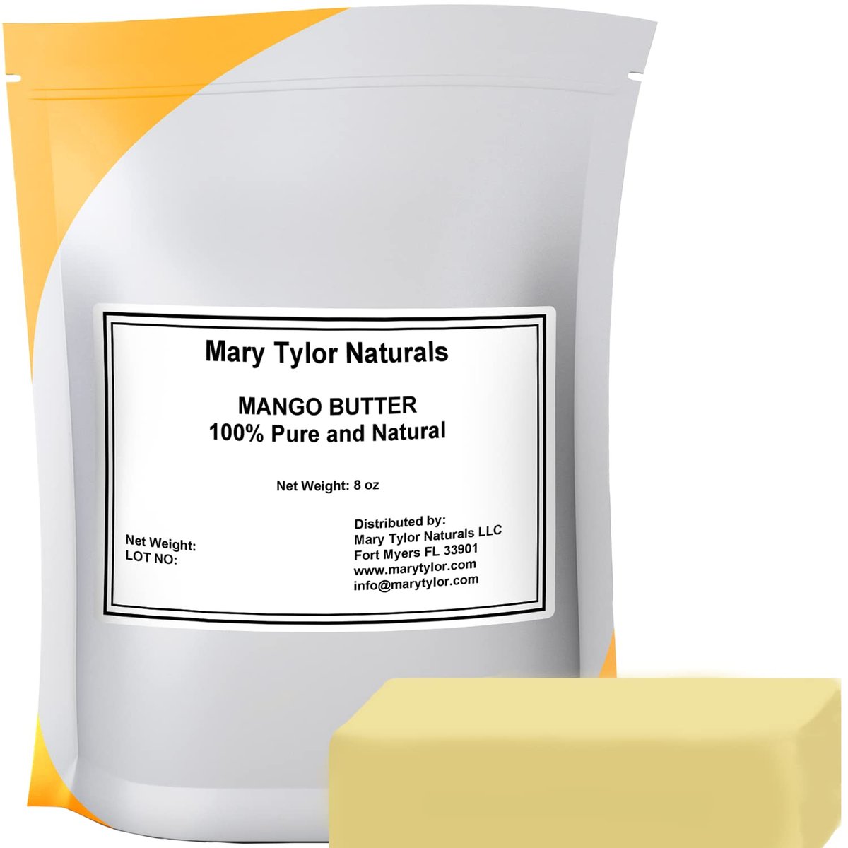Mary Tylor Naturals Pure Mango Butter – 8 oz Cold Pressed, Unrefined, Raw for Hair, Skin & Nails Avelisse