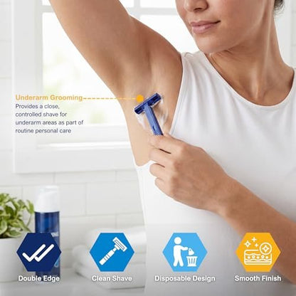 MED PRIDE Disposable Razors, 10-Pack | Twin Blades & Easy Grip for Smooth Shaving - Unisex