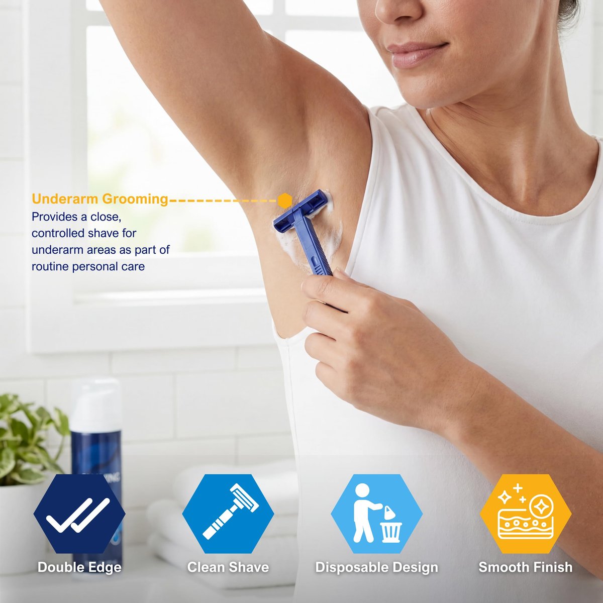 MED PRIDE Disposable Razors, 10-Pack | Twin Blades & Easy Grip for Smooth Shaving - Unisex - görsel 3