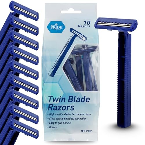 MED PRIDE Disposable Razors, 10-Pack | Twin Blades & Easy Grip for Smooth Shaving - Unisex - görsel 2
