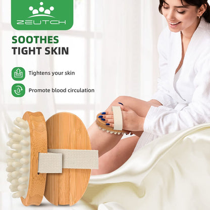 Zeutch Premium Dry Brushing Body Brush Set - 5 Piece Wooden Boar Bristle Brush for Lymphatic Drainage, Cellulite Treatment & Glowing Skin Avelisse