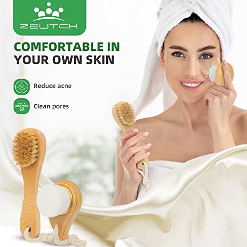 Zeutch Premium Dry Brushing Body Brush Set - 5 Piece Wooden Boar Bristle Brush for Lymphatic Drainage, Cellulite Treatment & Glowing Skin Avelisse