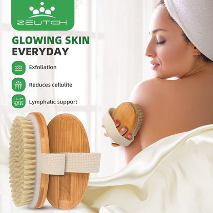 Zeutch Premium Dry Brushing Body Brush Set - 5 Piece Wooden Boar Bristle Brush for Lymphatic Drainage, Cellulite Treatment & Glowing Skin Avelisse