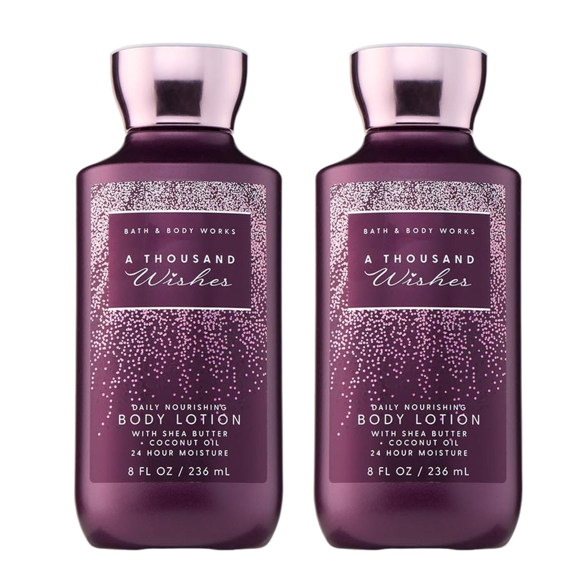 Bath & Body Works A Thousand Wishes Body Lotion - Lightweight Daily Moisturizer with Shea Butter & Coconut Oil, Sparkling Prosecco & Peony Scent, 8 fl oz (Pack of 2) Avelisse