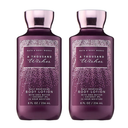 Bath & Body Works A Thousand Wishes Body Lotion - Lightweight Daily Moisturizer with Shea Butter & Coconut Oil, Sparkling Prosecco & Peony Scent, 8 fl oz (Pack of 2) Avelisse