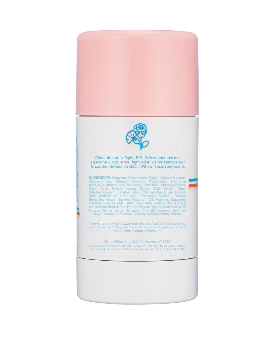 Megababe Daily Deodorant Rosy Pits - Aluminum-Free, Clear & Clean Deodorant for Women, Men & Sensitive Skin - 2.6 oz Avelisse