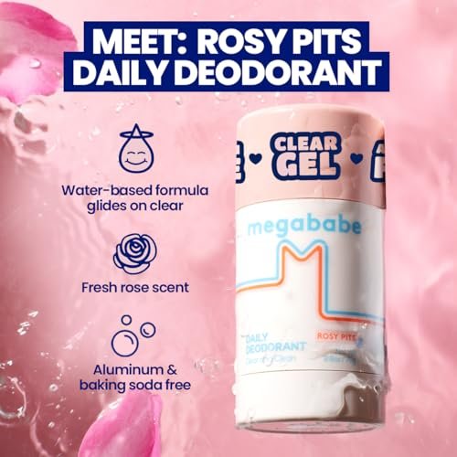 Megababe Daily Deodorant Rosy Pits - Aluminum-Free, Clear & Clean Deodorant for Women, Men & Sensitive Skin - 2.6 oz Avelisse