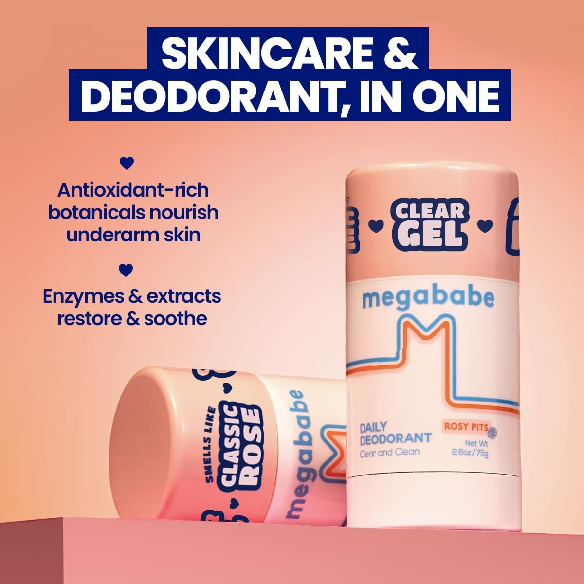 Megababe Daily Deodorant Rosy Pits - Aluminum-Free, Clear & Clean Deodorant for Women, Men & Sensitive Skin - 2.6 oz Avelisse