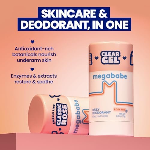Megababe Daily Deodorant Rosy Pits - Aluminum-Free, Clear & Clean Deodorant for Women, Men & Sensitive Skin - 2.6 oz Avelisse