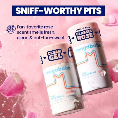 Megababe Daily Deodorant Rosy Pits - Aluminum-Free, Clear & Clean Deodorant for Women, Men & Sensitive Skin - 2.6 oz Avelisse