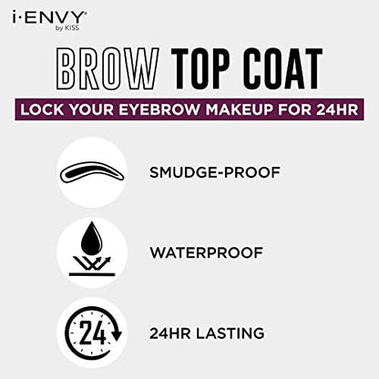 i-ENVY by KISS Eyebrow Sealer - Clear Waterproof Eyebrow Setting Topcoat for 24-Hour Hold, Smudge-Proof & Sweat-Proof, Non-Glossy Finish with Precision Brush Applicator