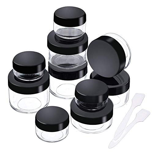 Onwon 10-Piece Clear Plastic Makeup Sample Containers with Mini Spatulas – 3g/5g/10g/15g/20g Cosmetic Jars with Screw Lids - görsel 2