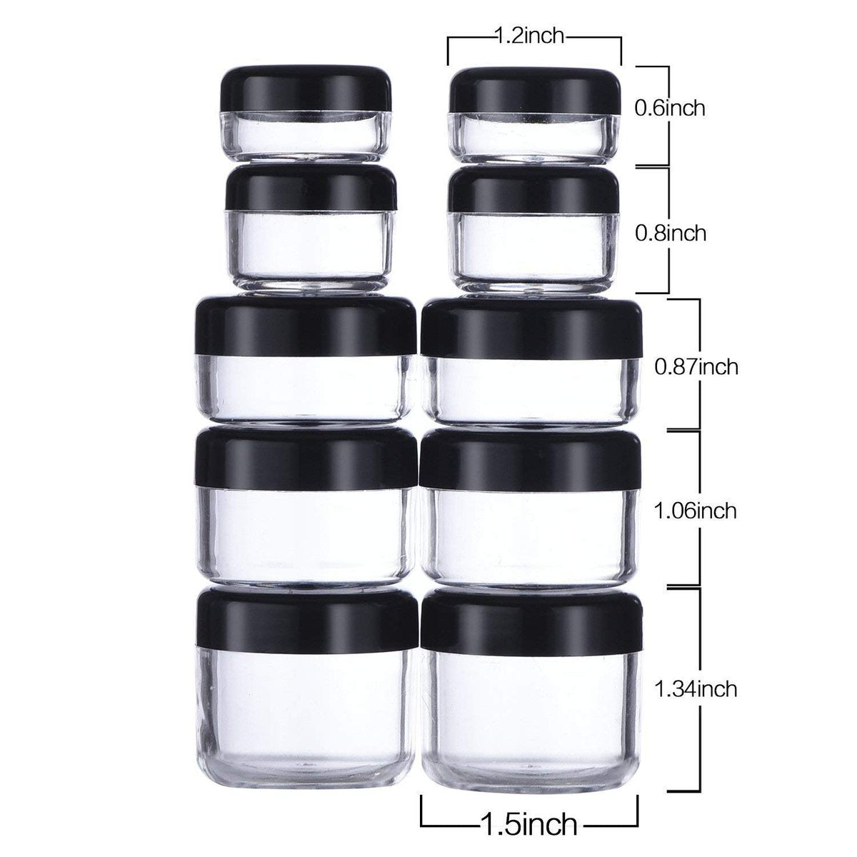 Onwon 10-Piece Clear Plastic Makeup Sample Containers with Mini Spatulas – 3g/5g/10g/15g/20g Cosmetic Jars with Screw Lids - görsel 5