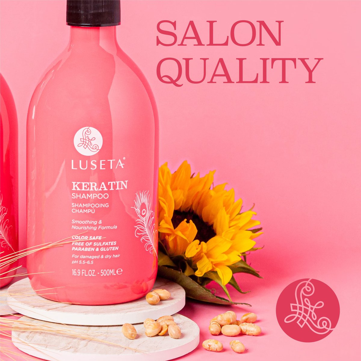 Luseta Keratin Shampoo for Dry Damaged Hair - Smoothing & Nourishing for Color Treated Hair, 16.9 Oz Avelisse
