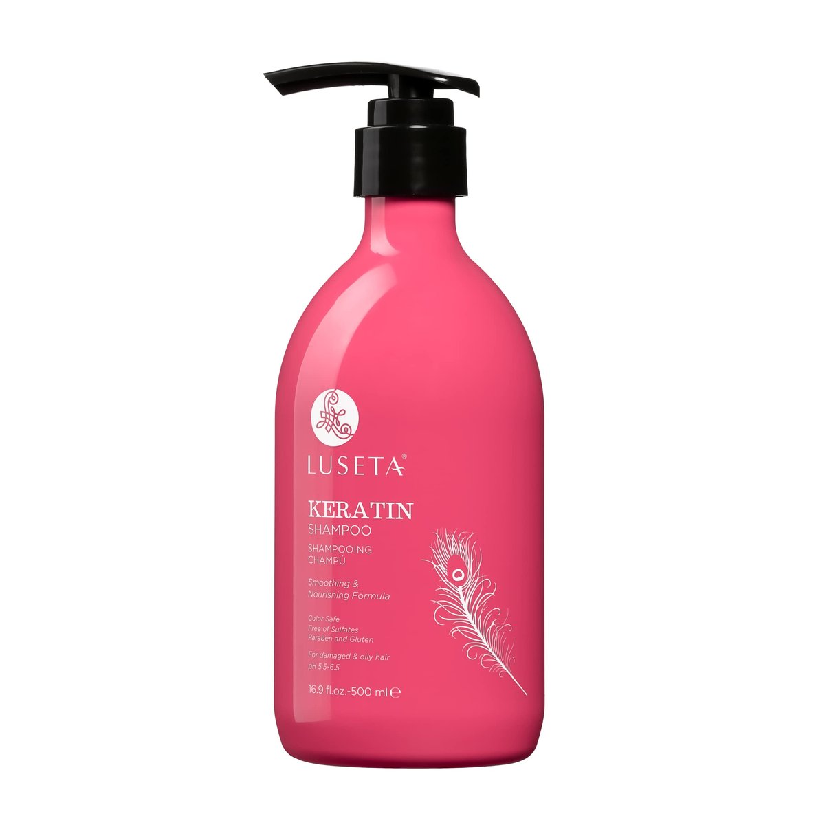 Luseta Keratin Shampoo for Dry Damaged Hair - Smoothing & Nourishing for Color Treated Hair, 16.9 Oz Avelisse