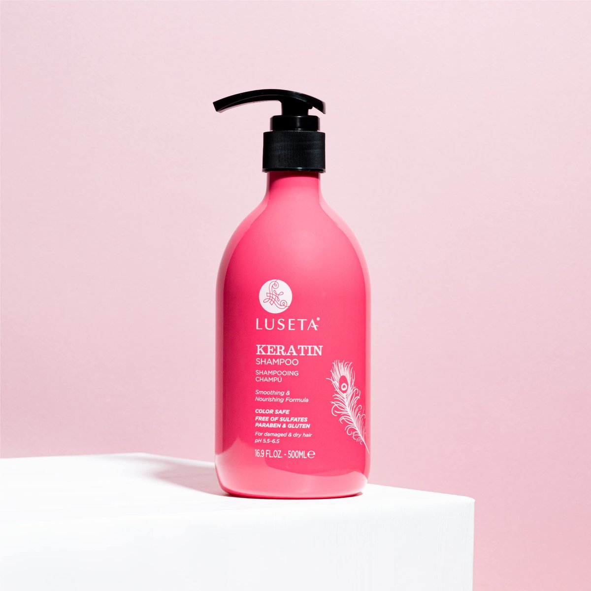 Luseta Keratin Shampoo for Dry Damaged Hair - Smoothing & Nourishing for Color Treated Hair, 16.9 Oz Avelisse