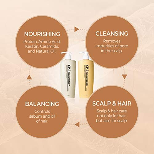 CP-1 Protein Nourishing Care Shampoo and Conditioner Set for Dry Damaged Hair with Keratin, Protein, Ceramide, and Argan Oil - 500ml Each Avelisse