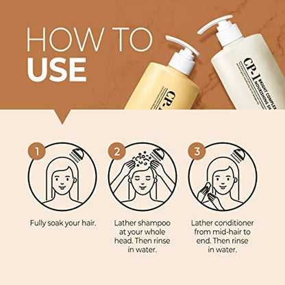 CP-1 Protein Nourishing Care Shampoo and Conditioner Set for Dry Damaged Hair with Keratin, Protein, Ceramide, and Argan Oil - 500ml Each Avelisse