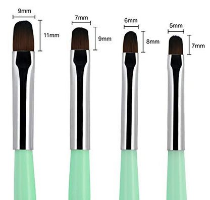 Beauté Galleria 4-Piece Acrylic UV Gel PolyGel Nail Art Brush Set (Sizes 6, 8, 10, 14) – Wooden Handle with Nylon Hair for Nail Tips, Builder, Painting, and Clean-Up