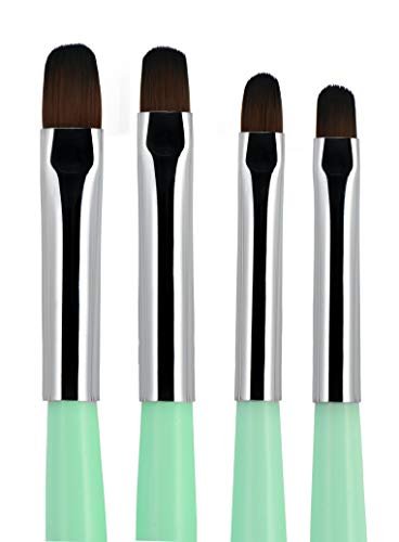 Beauté Galleria 4-Piece Acrylic UV Gel PolyGel Nail Art Brush Set (Sizes 6, 8, 10, 14) – Wooden Handle with Nylon Hair for Nail Tips, Builder, Painting, and Clean-Up
