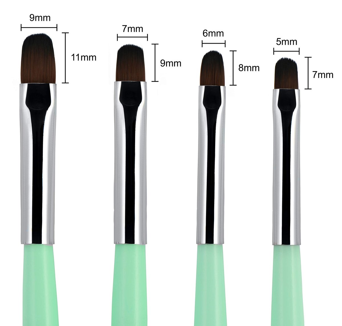 Beauté Galleria 4-Piece Acrylic UV Gel PolyGel Nail Art Brush Set (Sizes 6, 8, 10, 14) – Wooden Handle with Nylon Hair for Nail Tips, Builder, Painting, and Clean-Up - görsel 3
