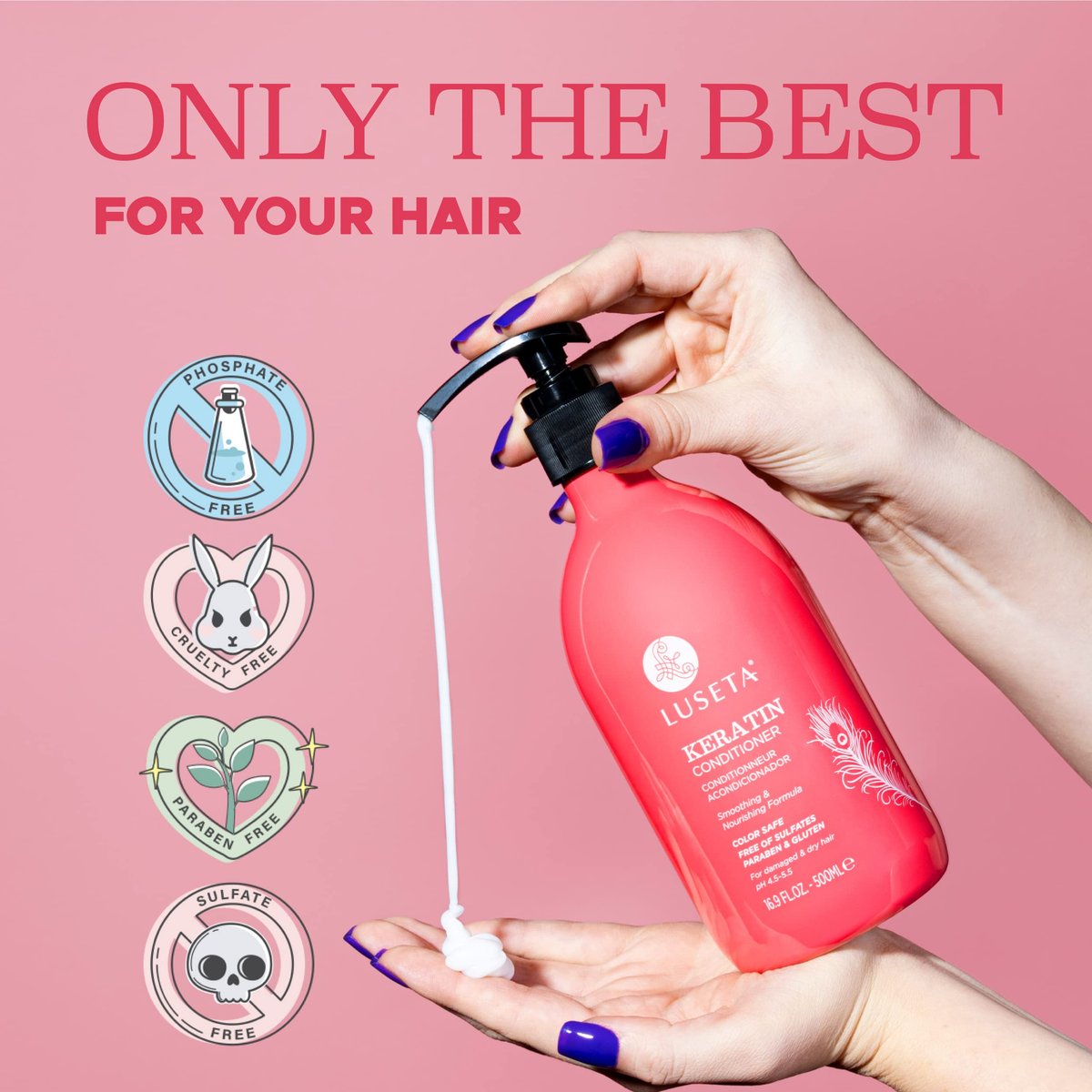 Luseta Keratin Conditioner - Hydrating & Nourishing for Dry Damaged Hair, 16.9 Fl Oz Avelisse