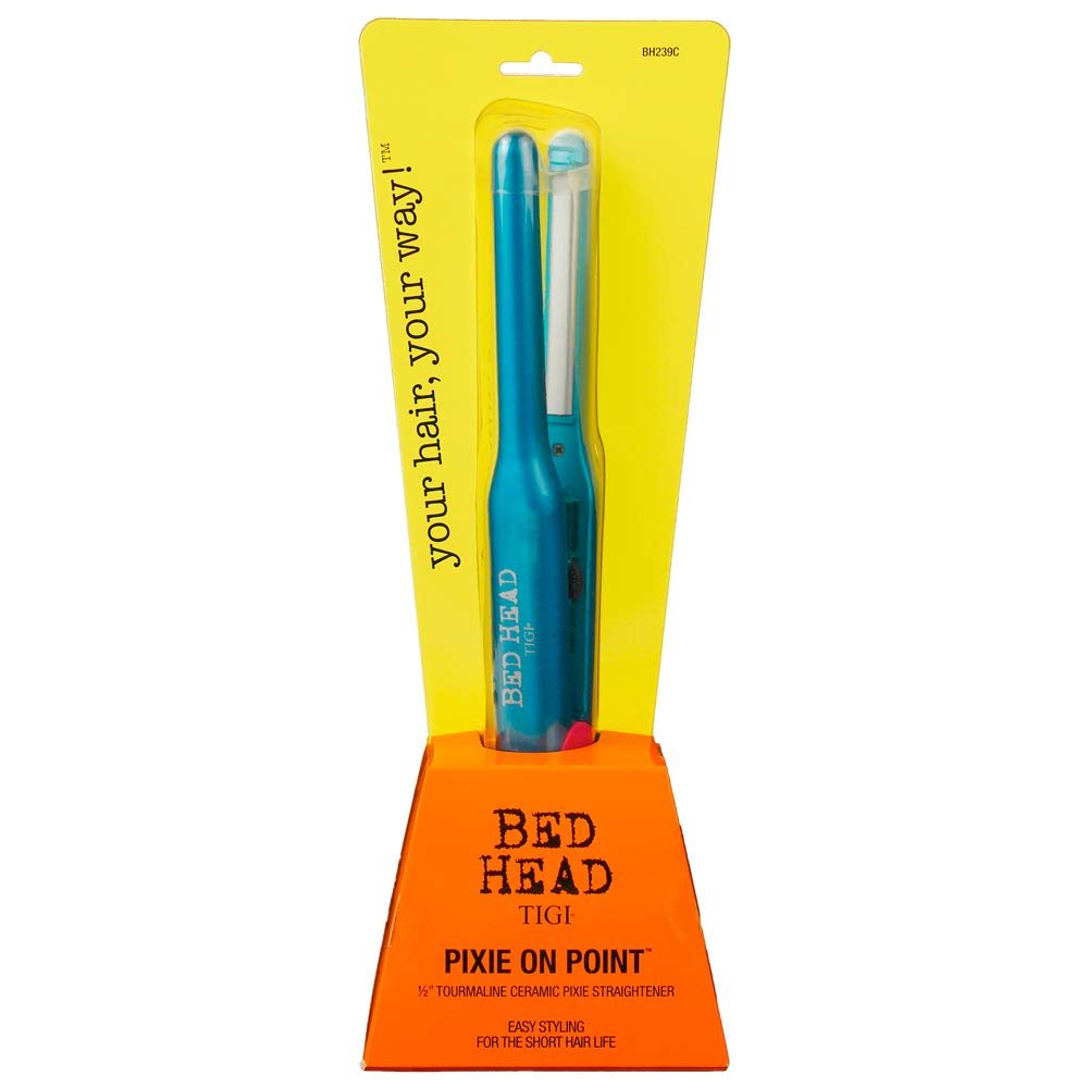 Bed Head Pixie 1/2 Inch Straightener for Short Hair, Bangs & Pixie Cuts – Peacock Blue Ceramic Iron Avelisse