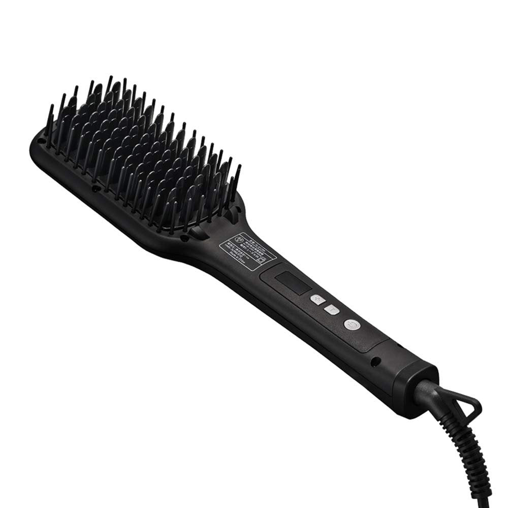 SALONIA Straight Heat Brush – Black, Wide Type, Ceramic Coating, Overseas Compatible - görsel 1