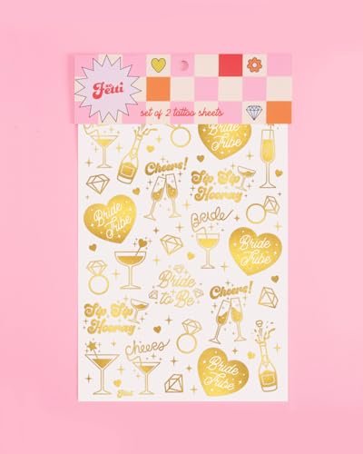 xo, Fetti Gold Bachelorette Tattoos (54-Pack) – Metallic Temporary Tats for Bride Tribe & Bridal Party Favors - görsel 14