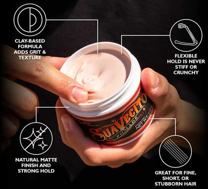 Suavecito Firme Clay for Men – Strong Hold, Low Shine Matte Finish – 4 oz Avelisse