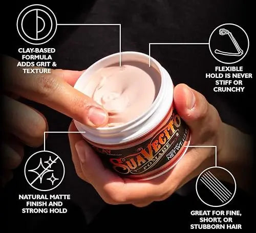 Suavecito Firme Clay for Men – Strong Hold, Low Shine Matte Finish – 4 oz Avelisse