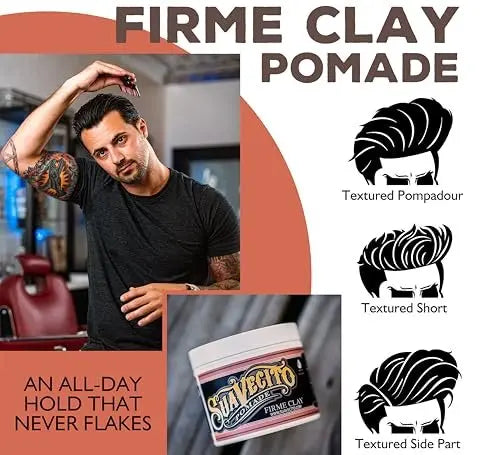 Suavecito Firme Clay for Men – Strong Hold, Low Shine Matte Finish – 4 oz Avelisse