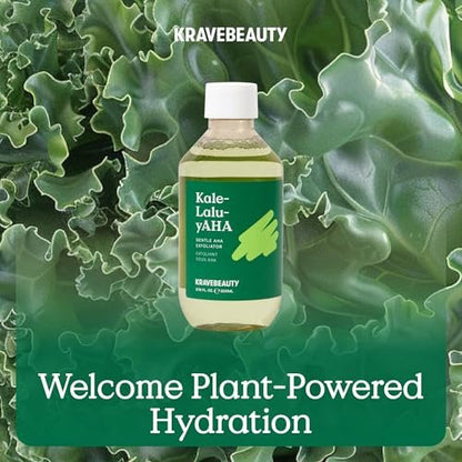 KraveBeauty Kale-Lalu-yAHA Exfoliating Toner - Gentle AHA Liquid Exfoliant with Glycolic Acid & Kale Extract, Smooths Texture, Evens Skin Tone, Unclogs Pores, Fragrance Free, 200 mL Avelisse