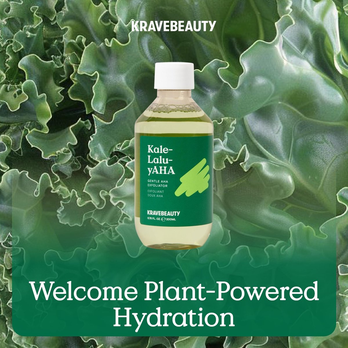 KraveBeauty Kale-Lalu-yAHA Exfoliating Toner - Gentle AHA Liquid Exfoliant with Glycolic Acid & Kale Extract, Smooths Texture, Evens Skin Tone, Unclogs Pores, Fragrance Free, 200 mL Avelisse