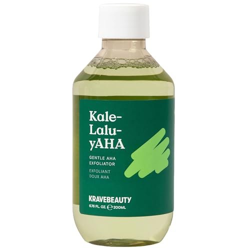 KraveBeauty Kale-Lalu-yAHA Exfoliating Toner - Gentle AHA Liquid Exfoliant with Glycolic Acid & Kale Extract, Smooths Texture, Evens Skin Tone, Unclogs Pores, Fragrance Free, 200 mL Avelisse