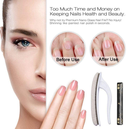 Premium Washable Nano Glass Nail File Set with Chamois Buffer - beUakso Upgrade Nail Buffer and Shine Kit (3-Piece, Flower Box)